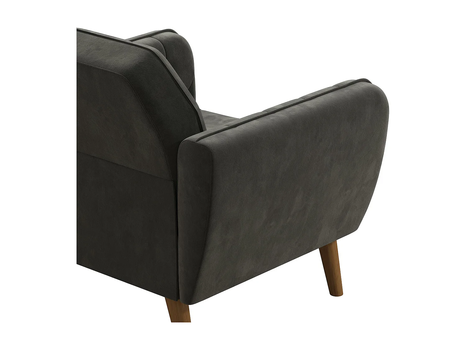 Silla decorativa tapizada en terciopelo gris.