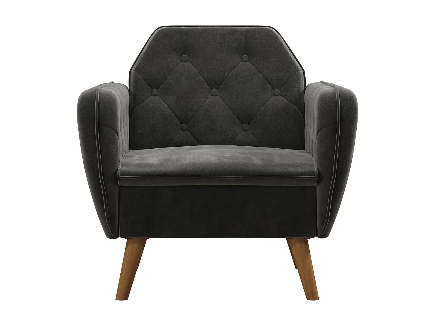 Silla decorativa tapizada en terciopelo gris.