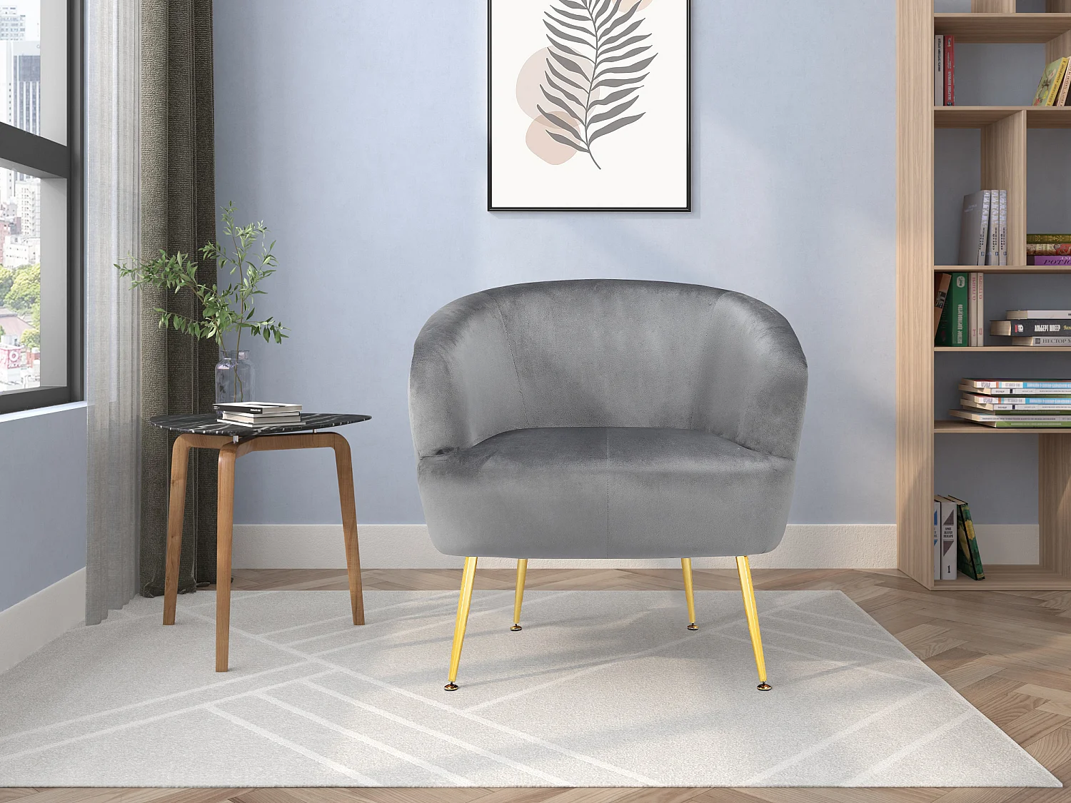 Sedia accento in velluto grigio