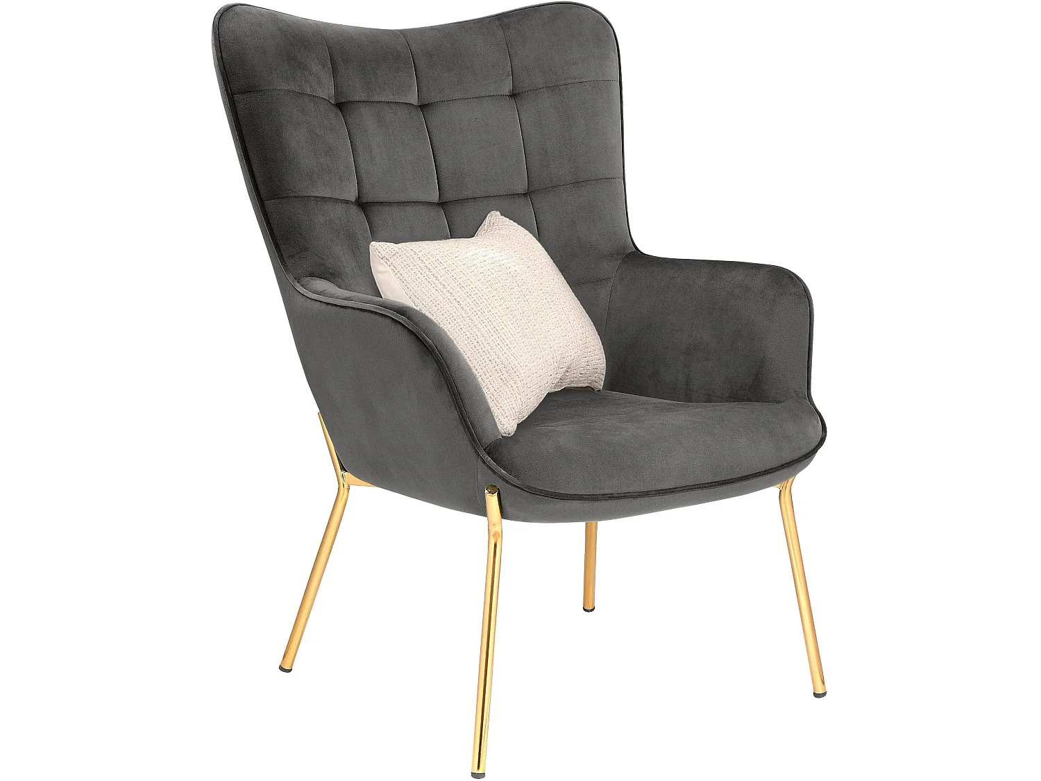 Gepolsterter Akzentstuhl aus Samt, grau