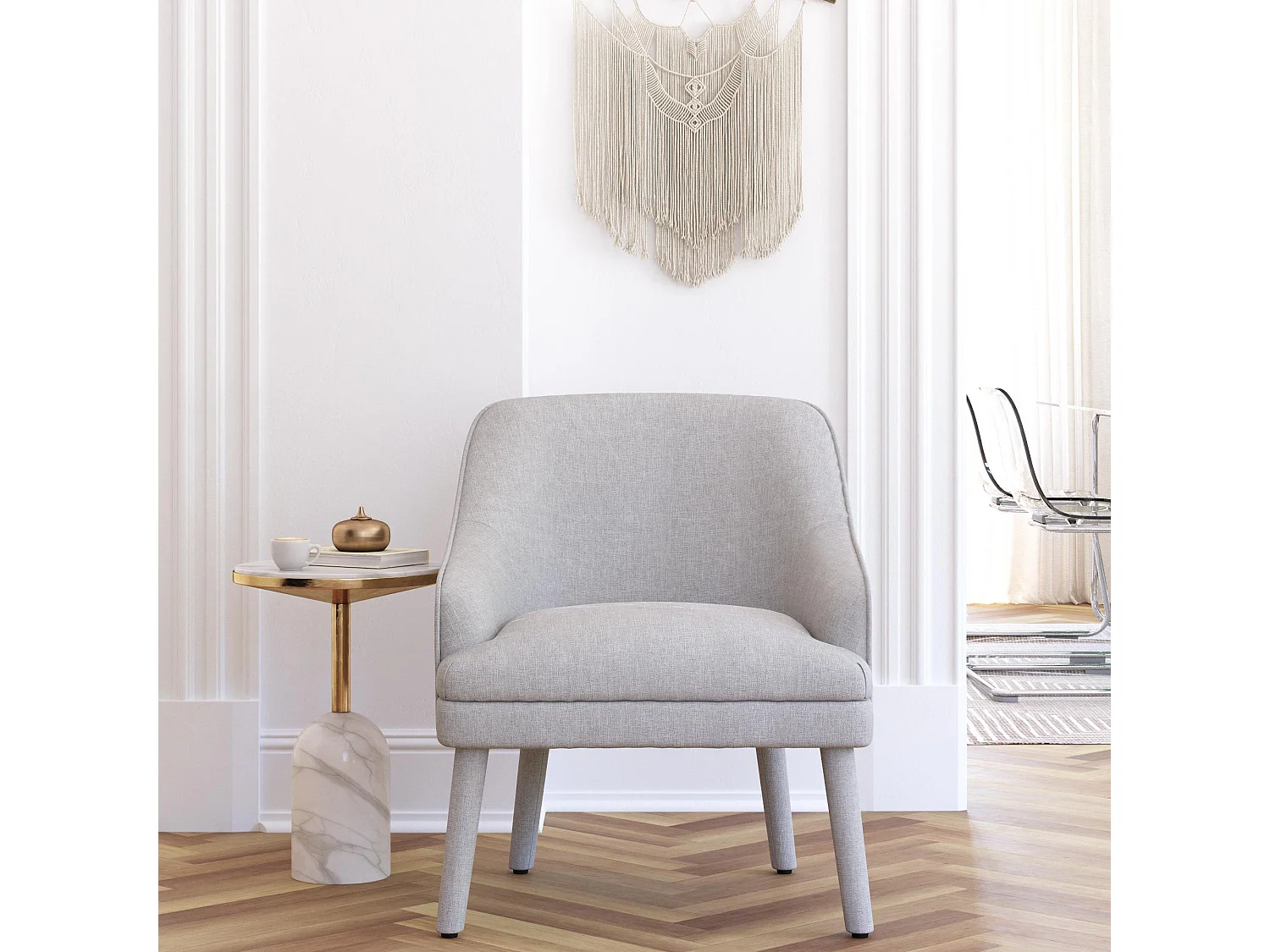Effie | Chaise d'appoint en tissu gris clair