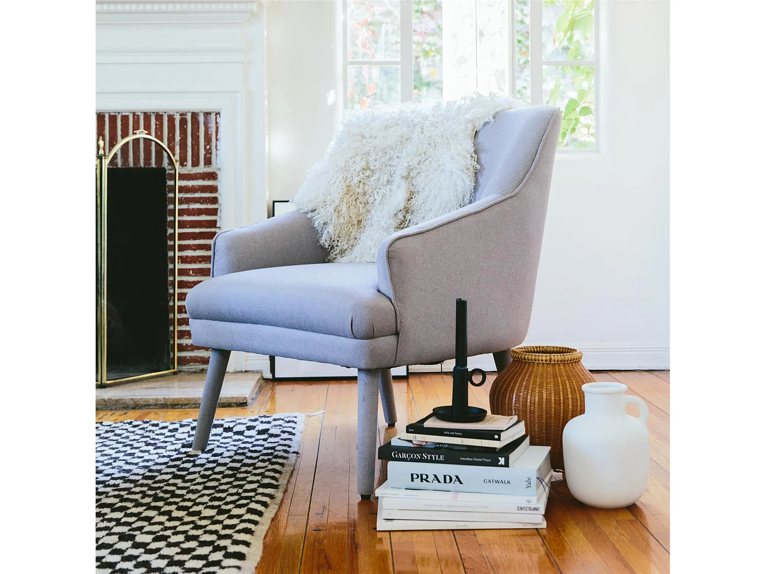 Effie | Chaise d'appoint en tissu gris clair