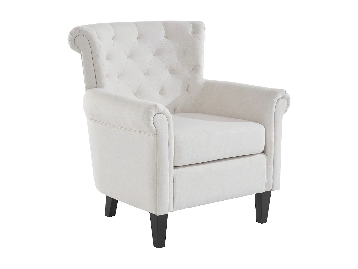 Gepolsterter Akzentstuhl aus cremefarbenem Stoff