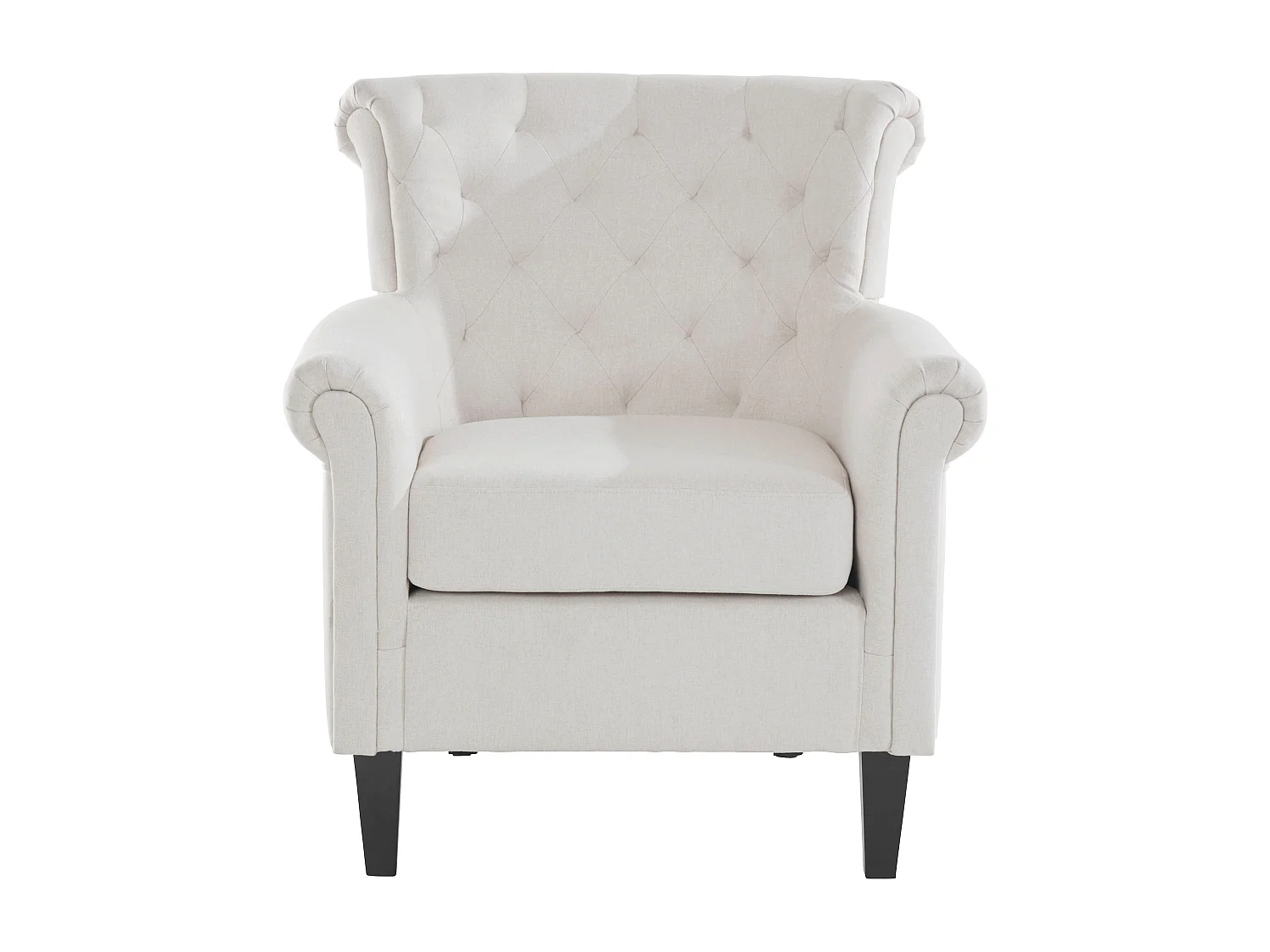 Gepolsterter Akzentstuhl aus cremefarbenem Stoff