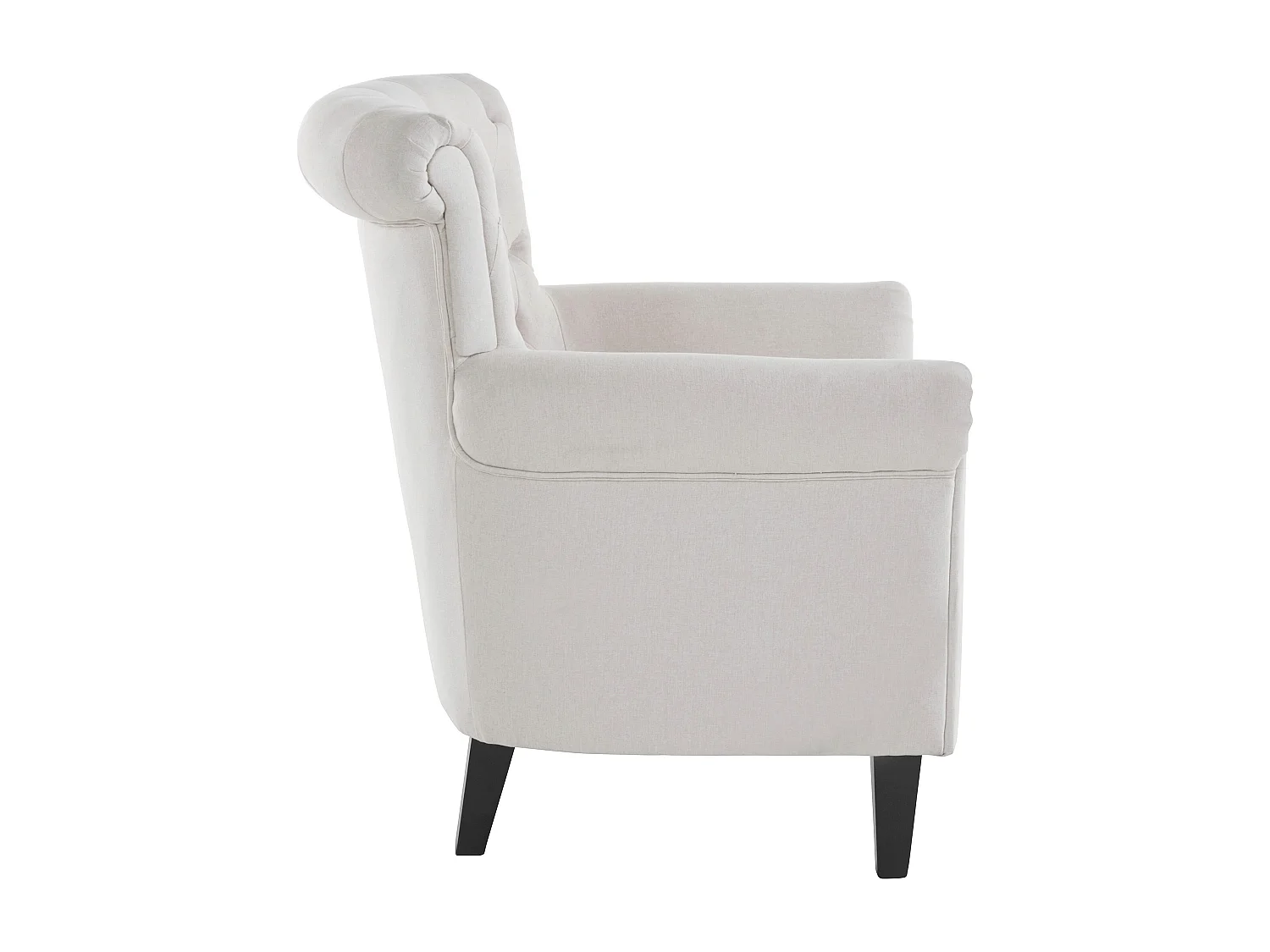 Gepolsterter Akzentstuhl aus cremefarbenem Stoff