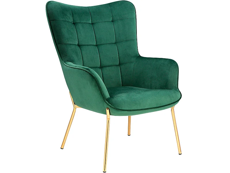 Sedia imbottita con rivestimento in velluto verde