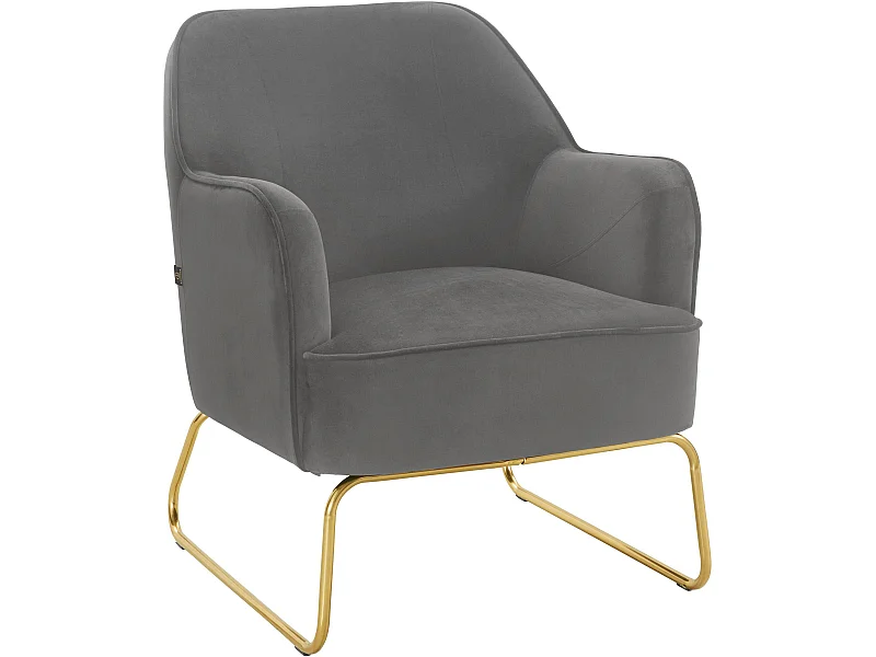 Sedia imbottita con rivestimento in velluto grigio