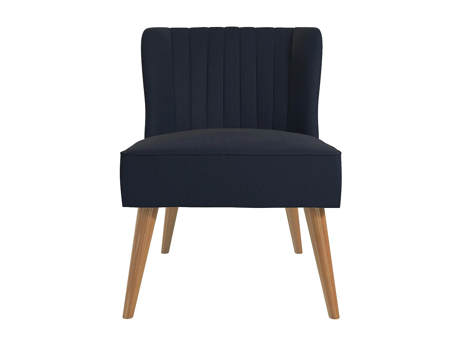 Cadeira decorativa estofada em linho azul-marinho