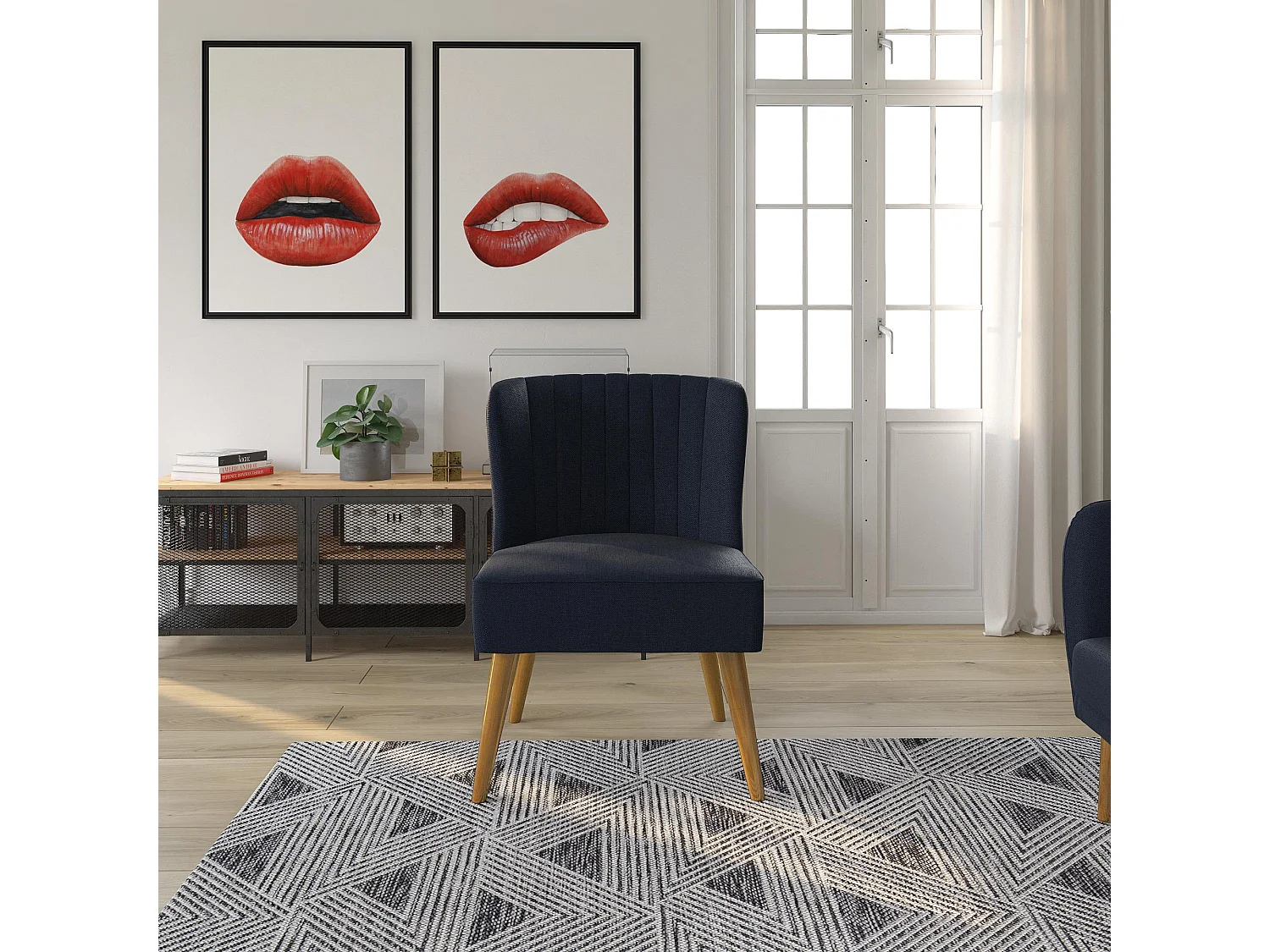 Brittany | Fauteuils en tissu bleu marine