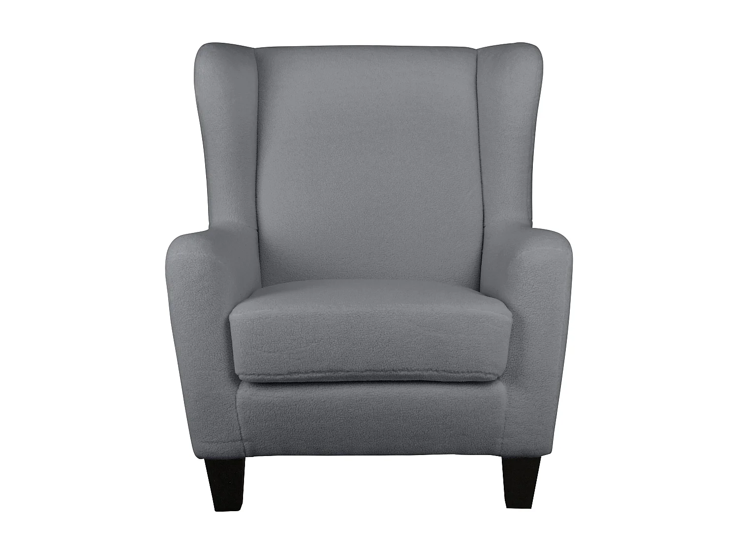 Sedia imbottita con sgabello in tessuto teddy grigio