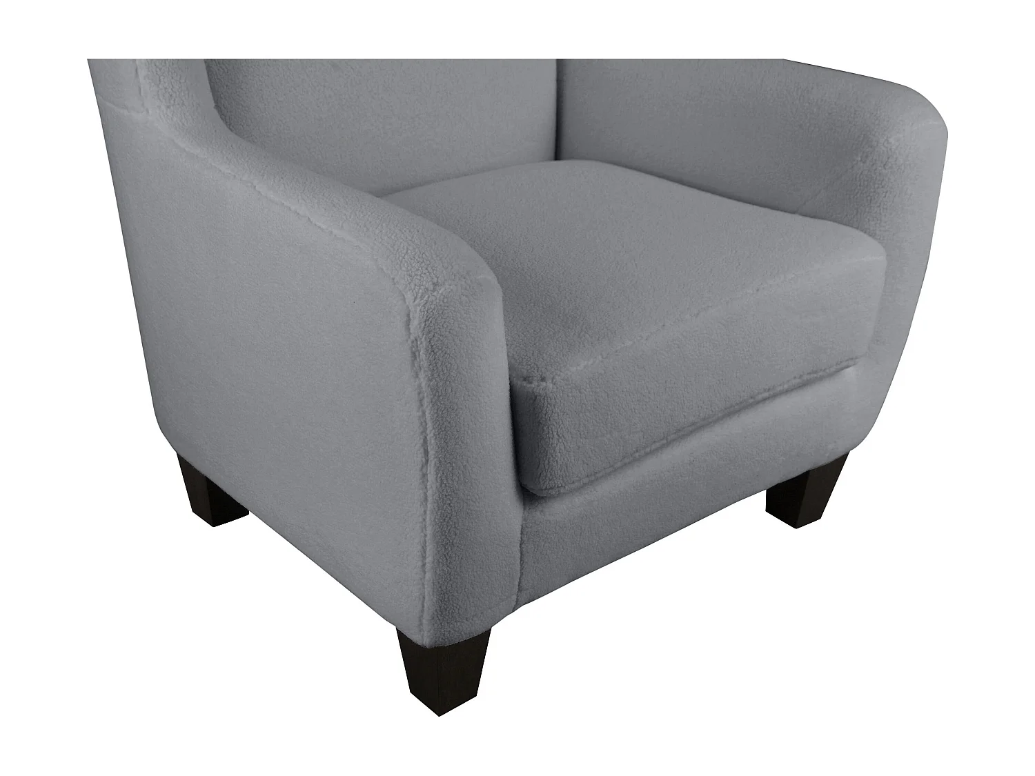 Sedia imbottita con sgabello in tessuto teddy grigio