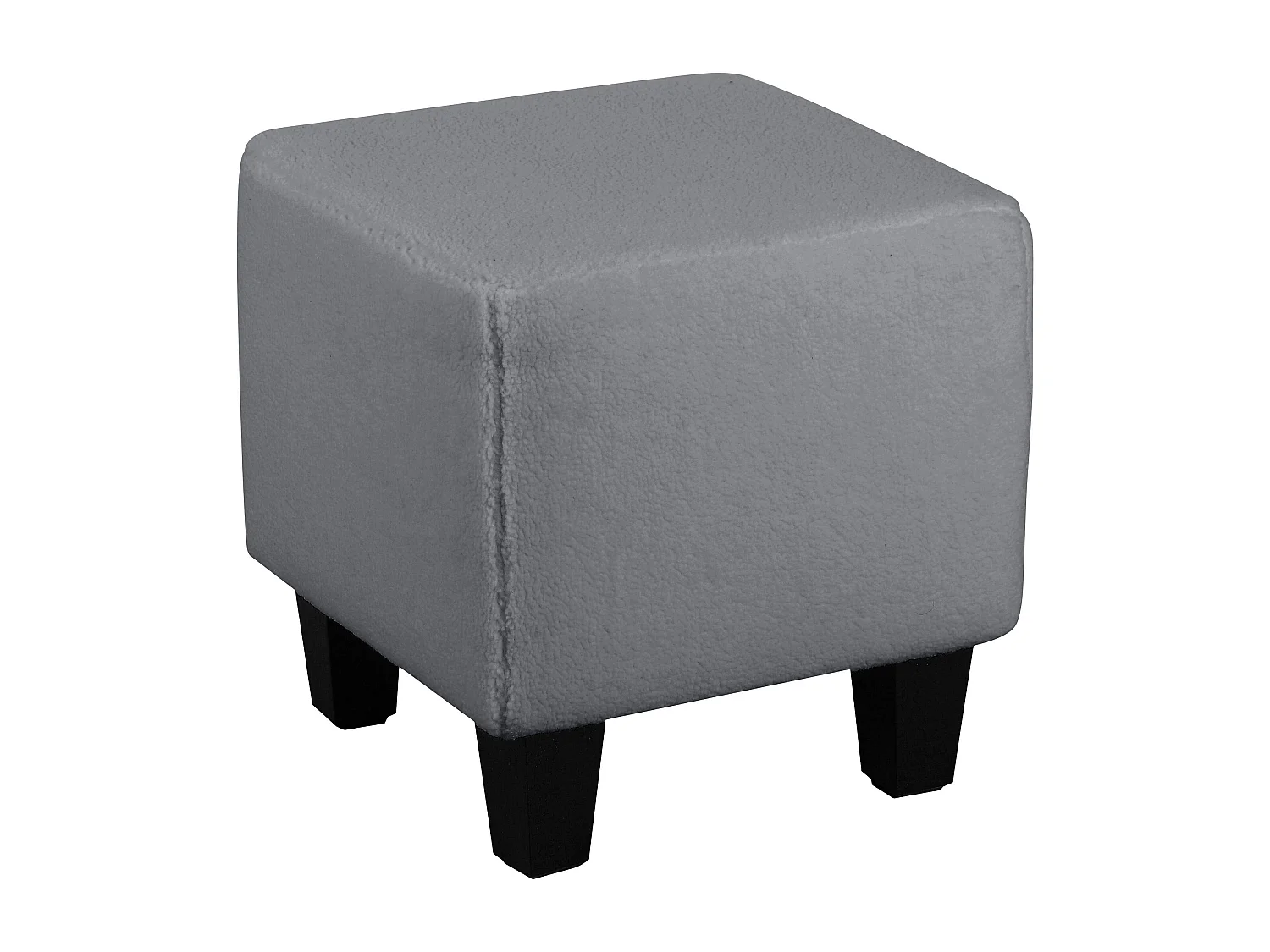 Sedia imbottita con sgabello in tessuto teddy grigio