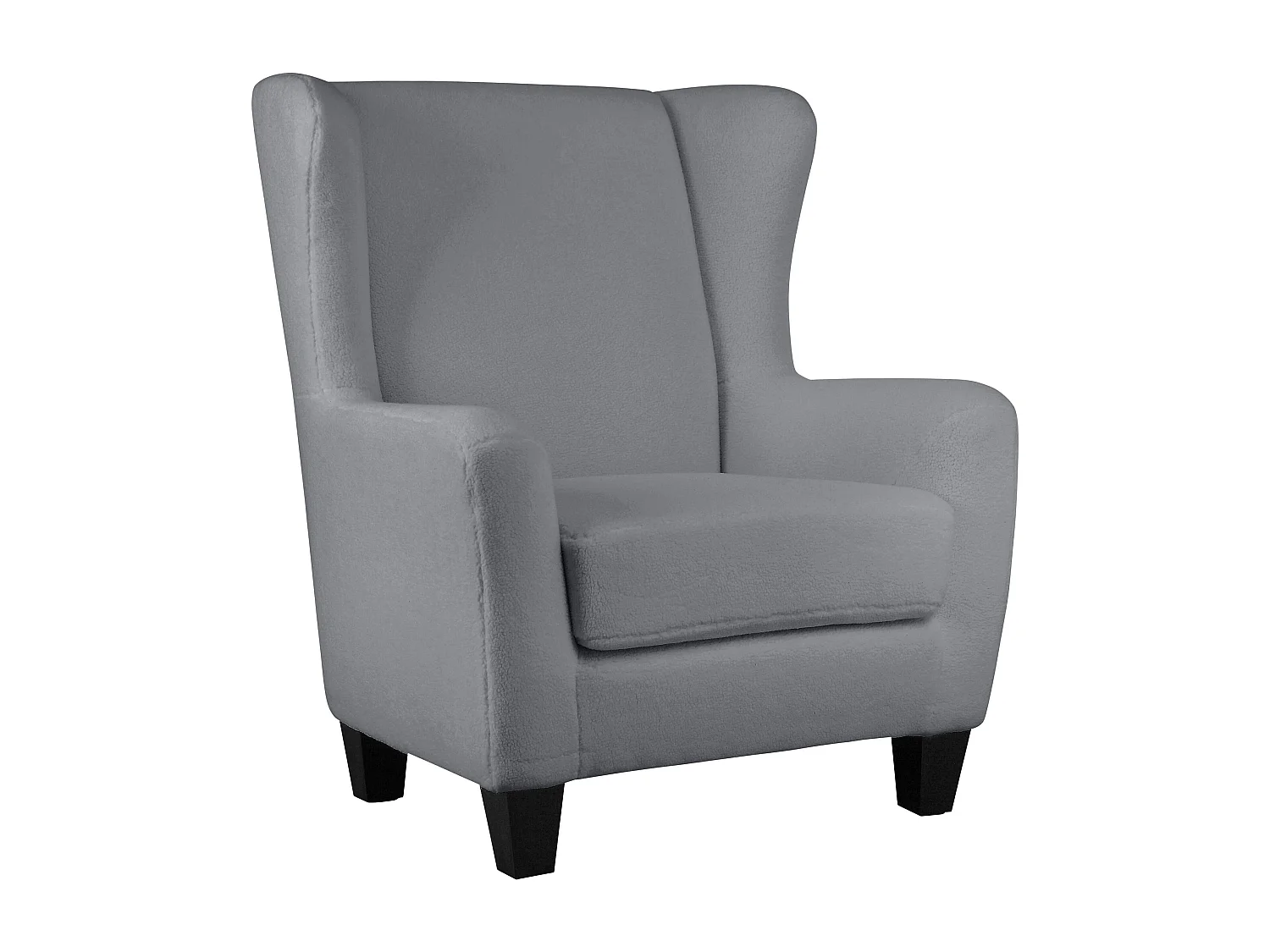 Sedia imbottita con sgabello in tessuto teddy grigio