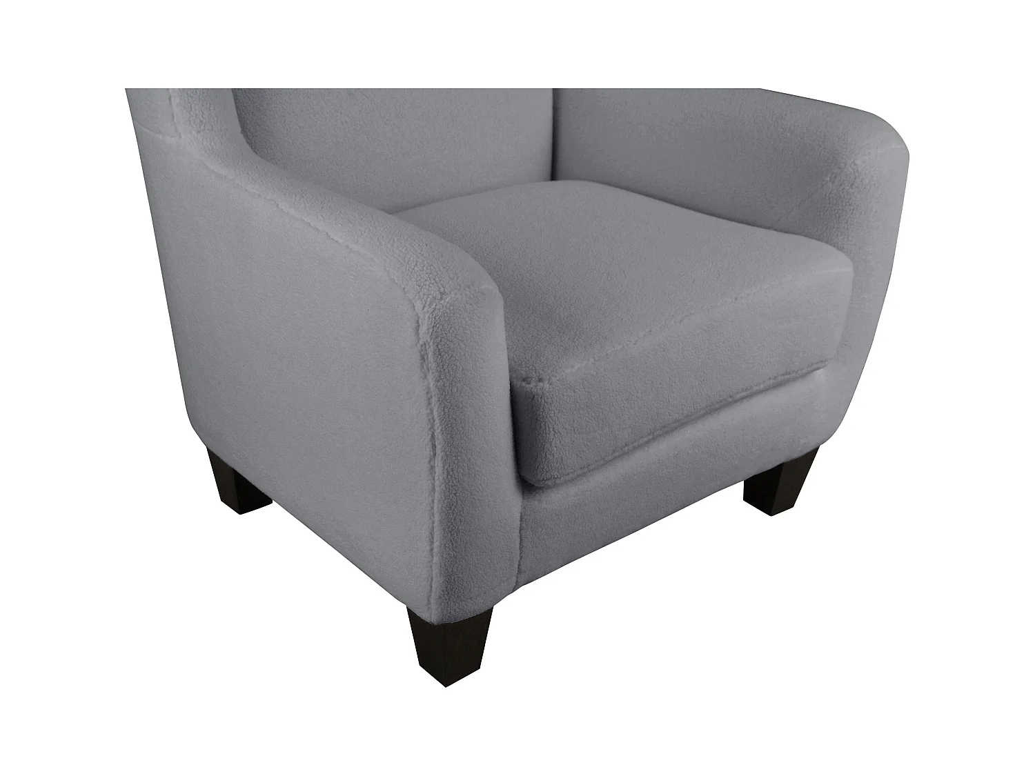 Zhili | Chaise d'appoint rembourrée avec tabouret en tissu teddy gris
