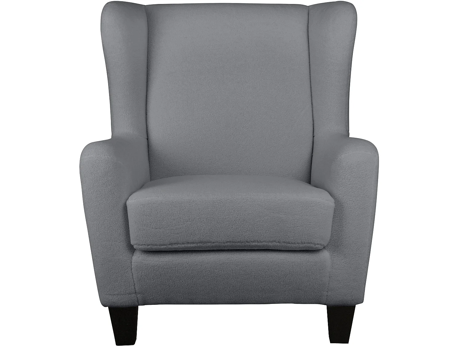 Silla decorativa tapizada con taburete en tela de peluche gris