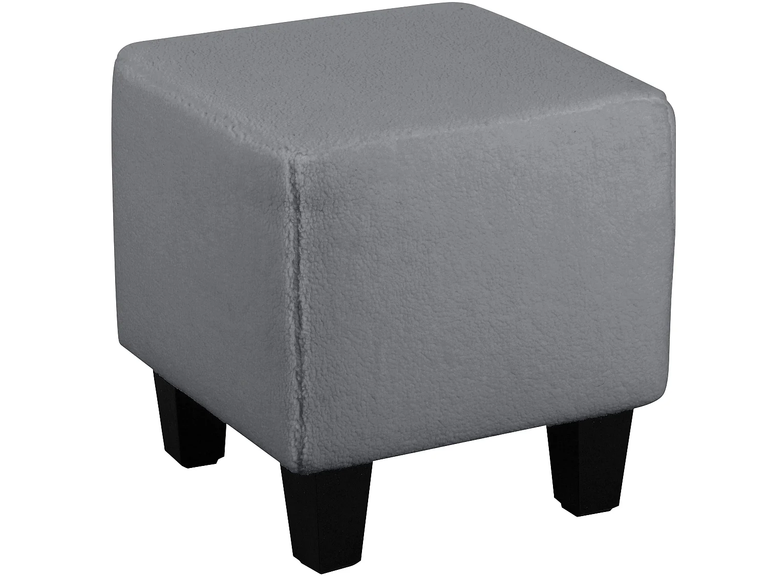 Silla decorativa tapizada con taburete en tela de peluche gris