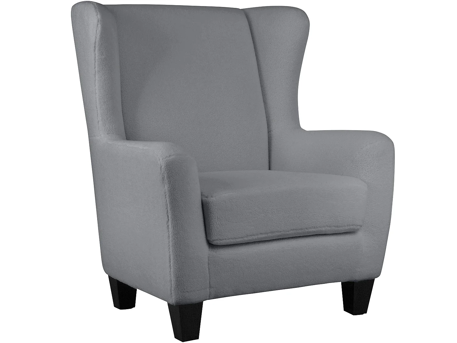 Silla decorativa tapizada con taburete en tela de peluche gris