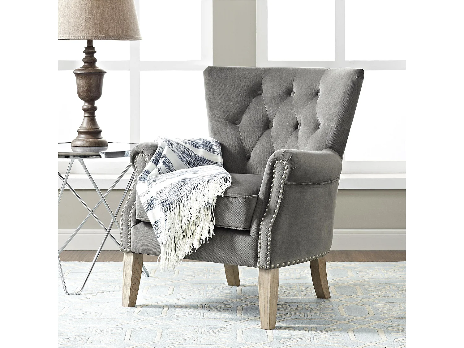 Dorel | Chaise longue tapissée en tissu gris