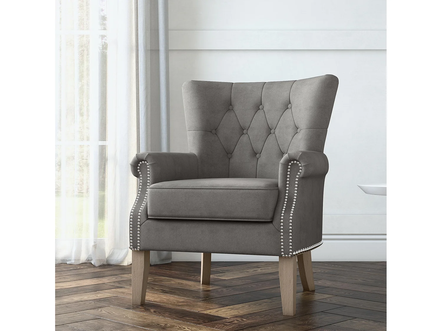 Dorel | Chaise longue tapissée en tissu gris