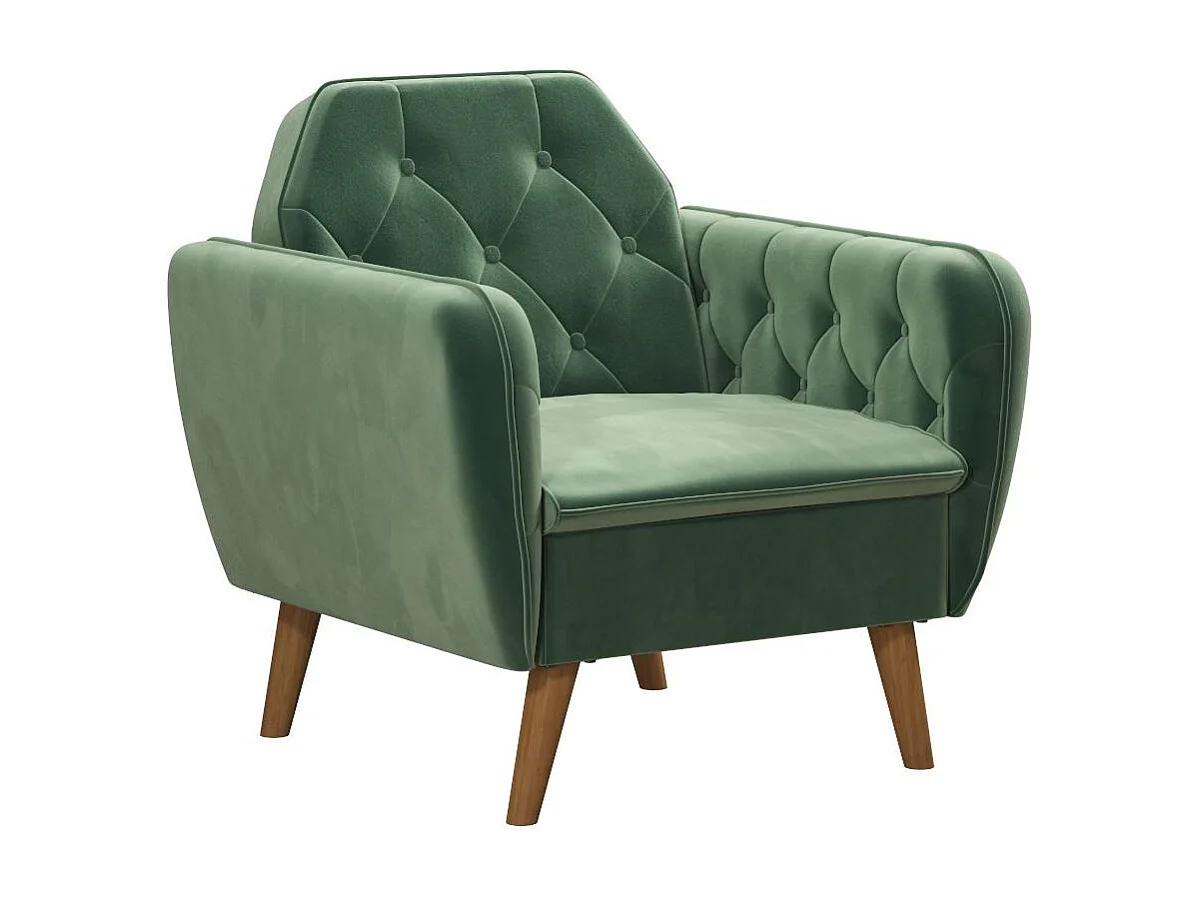 Cadeira decorativa com estofo em veludo verde claro