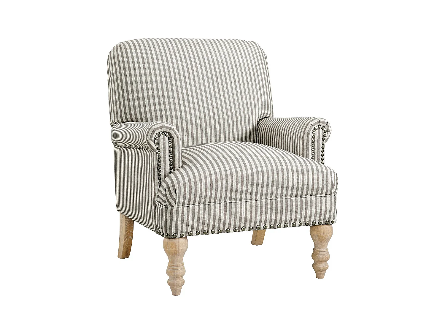 Jaya | Fauteuils en tissu rayé beige