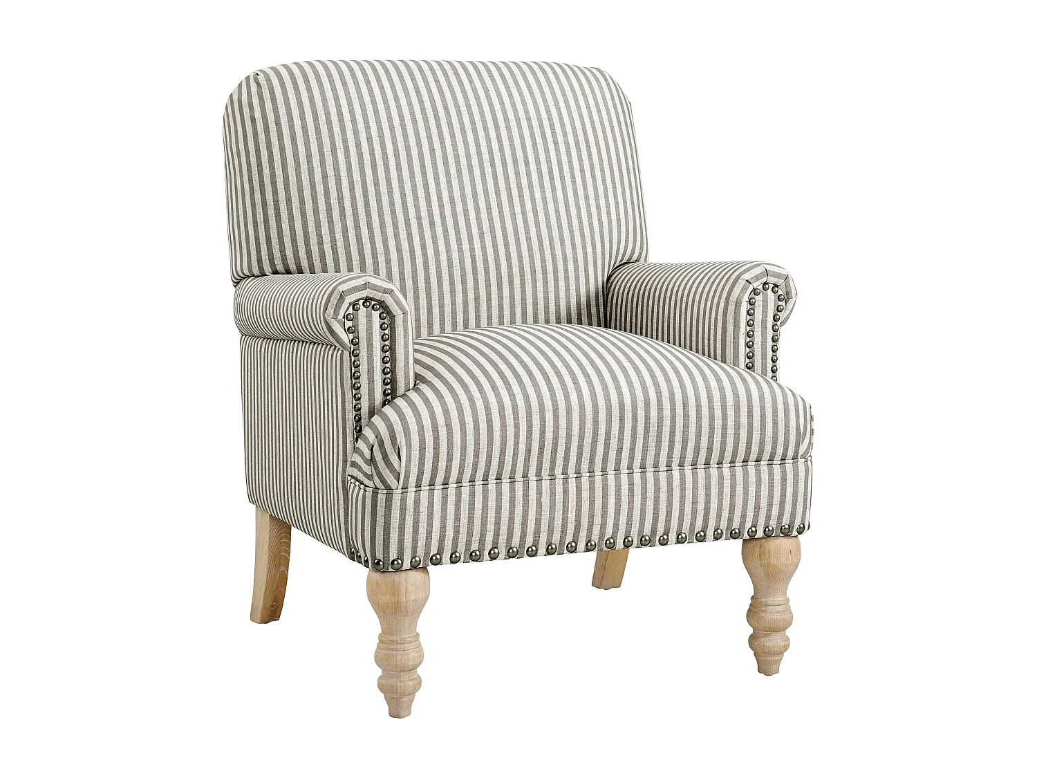 Jaya | Fauteuils en tissu rayé beige