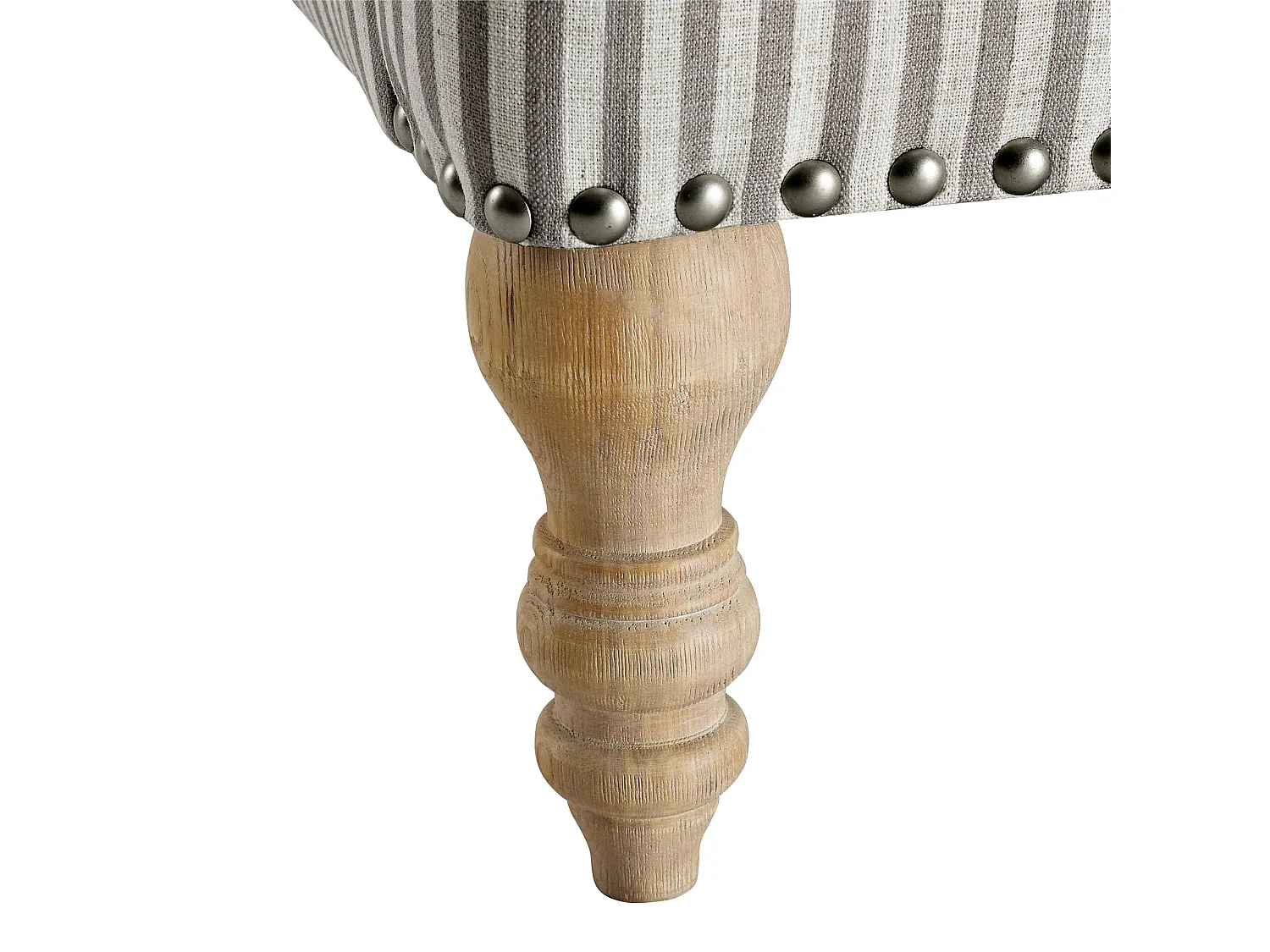 Cadeira decorativa em linho bege com riscas