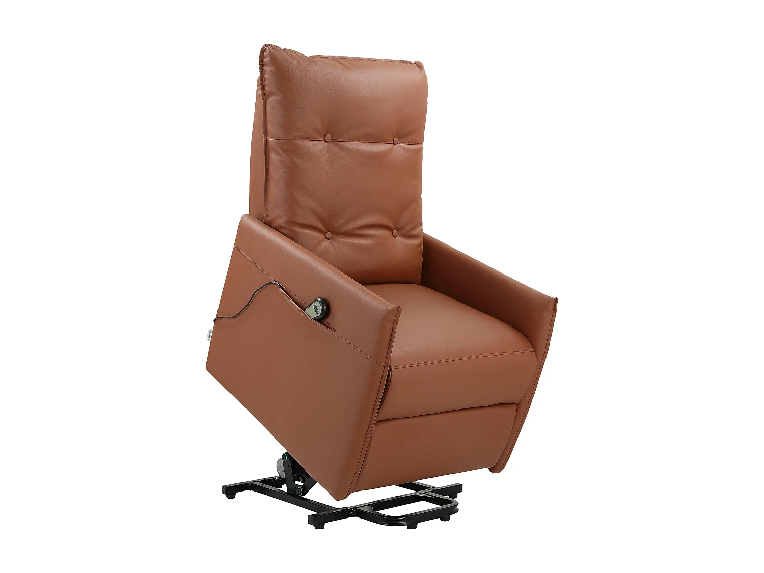 Poltrona reclinabile con alzata elettrica e in PU cognac