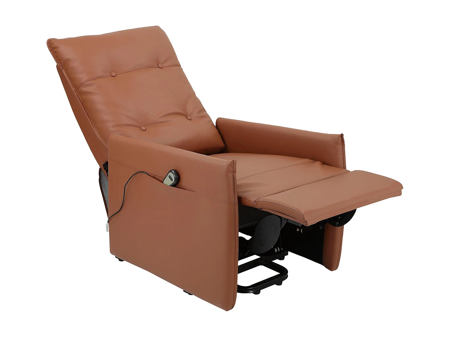 Poltrona reclinabile con alzata elettrica e in PU cognac