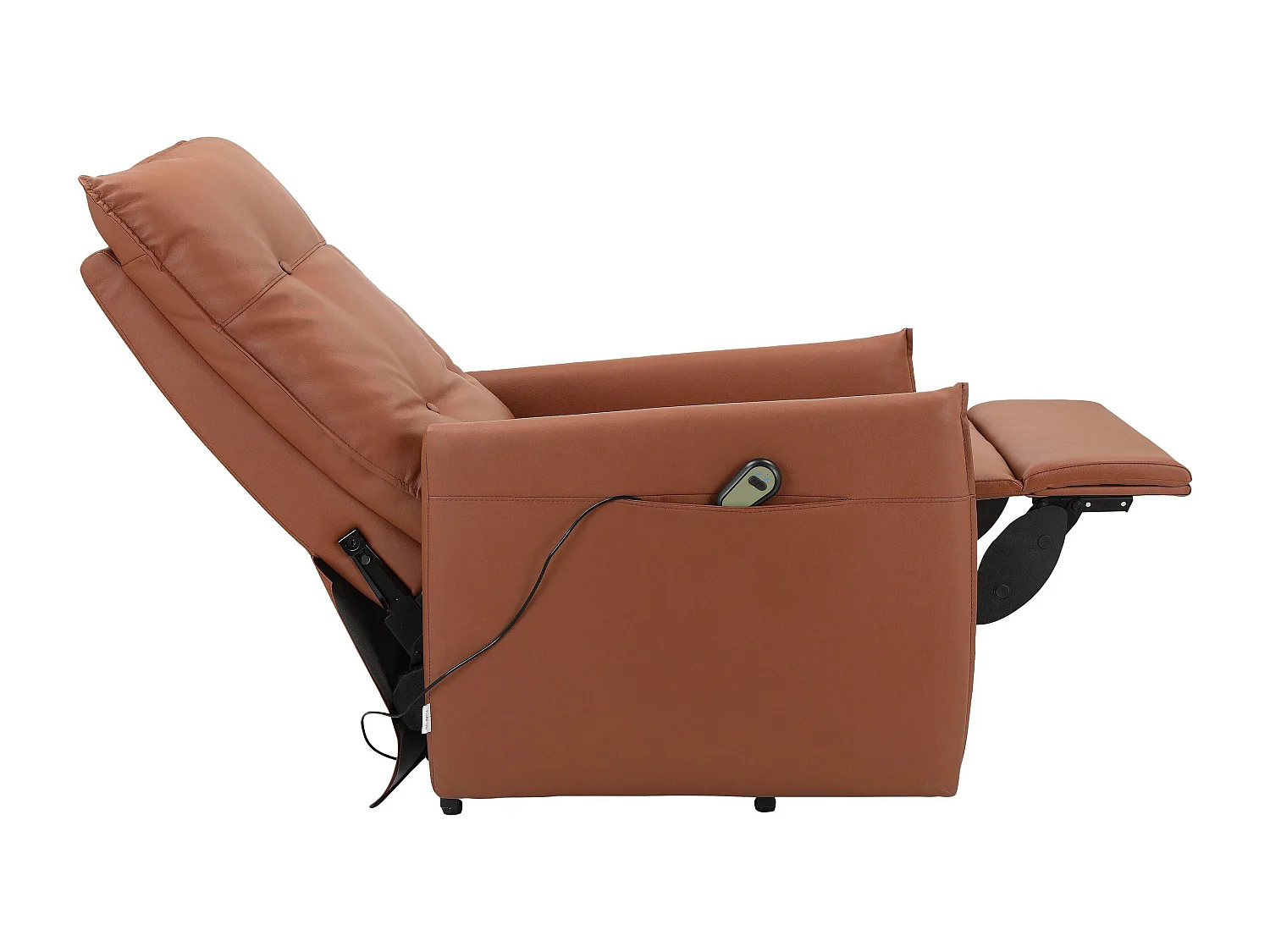 Poltrona reclinabile con alzata elettrica e in PU cognac