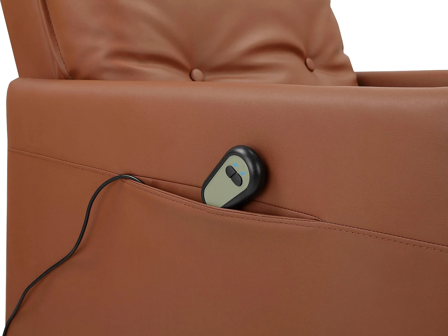 Poltrona reclinabile con alzata elettrica e in PU cognac