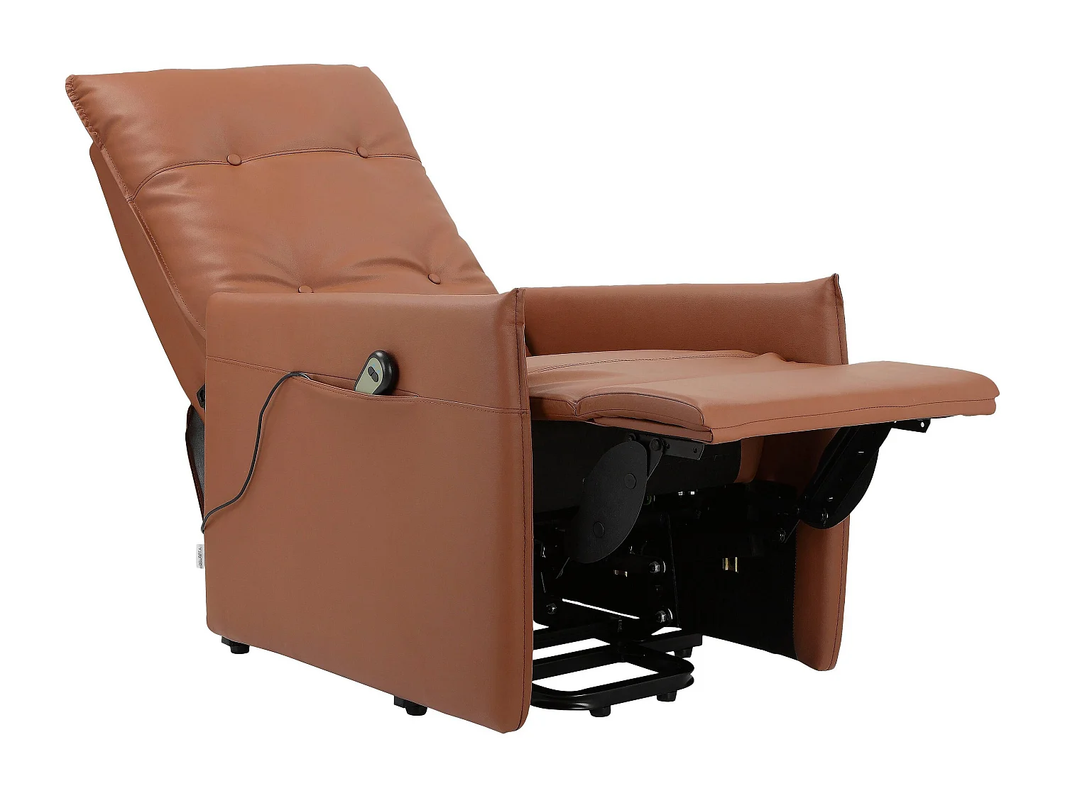 Poltrona reclinabile con alzata elettrica e in PU cognac