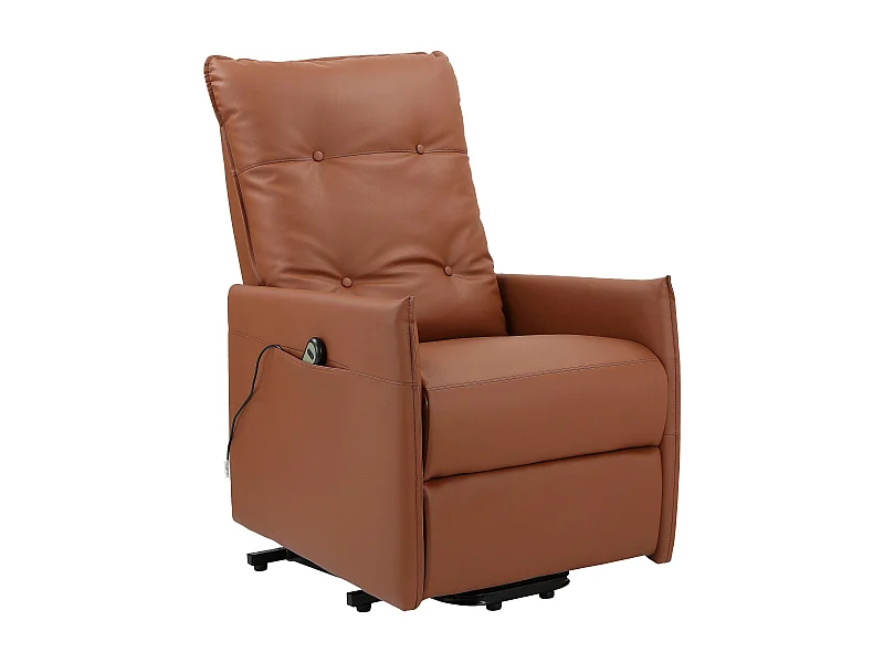 Marko | Fauteuil inclinable électrique et relevable en PU cognac