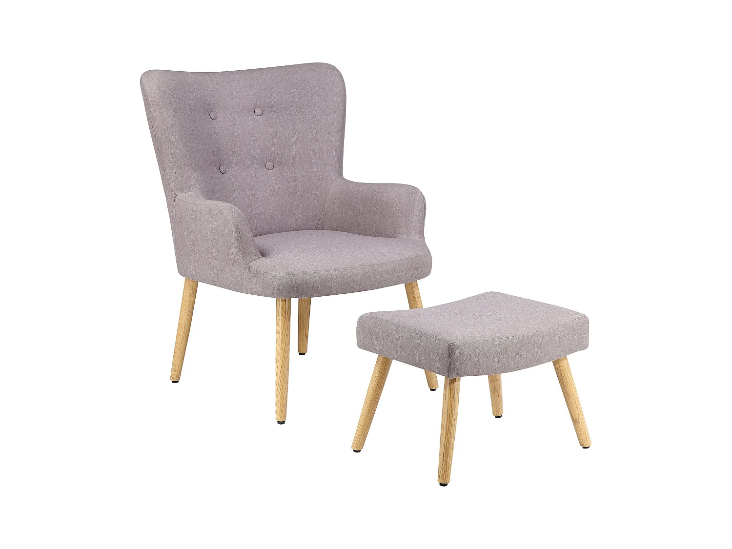 Sedia imbottita con sgabello in microfibra grigio