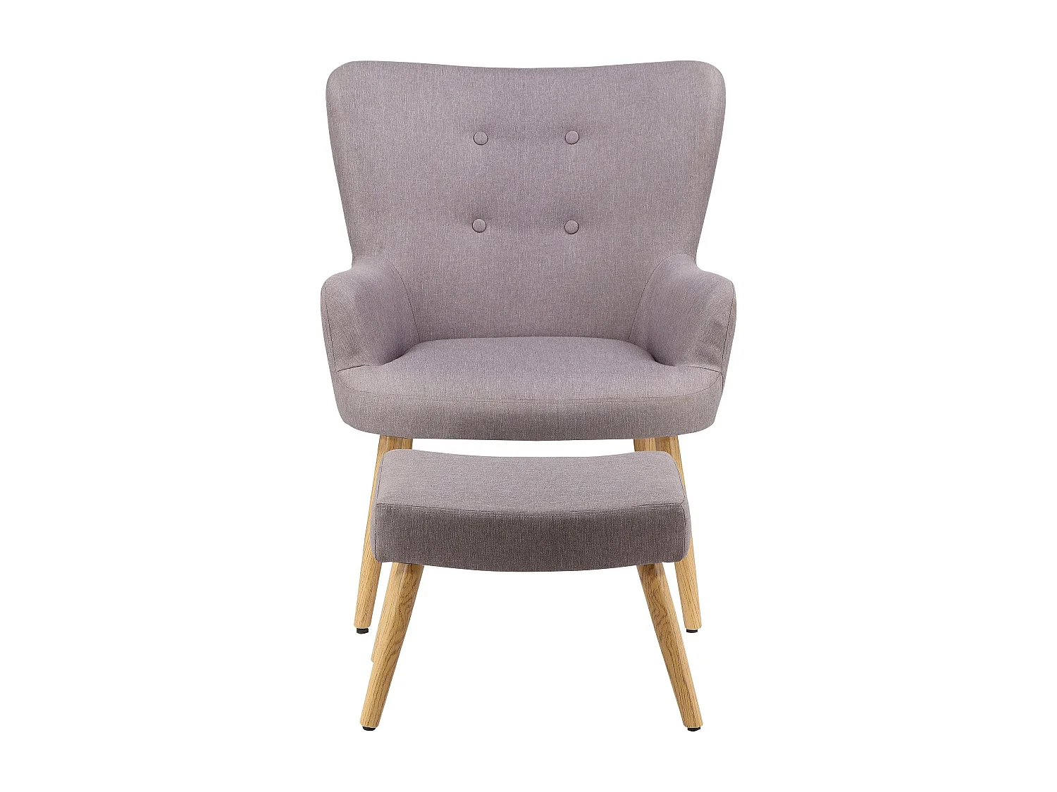 Coco | Chaise d'appoint rembourrée avec tabouret en microfibre gris