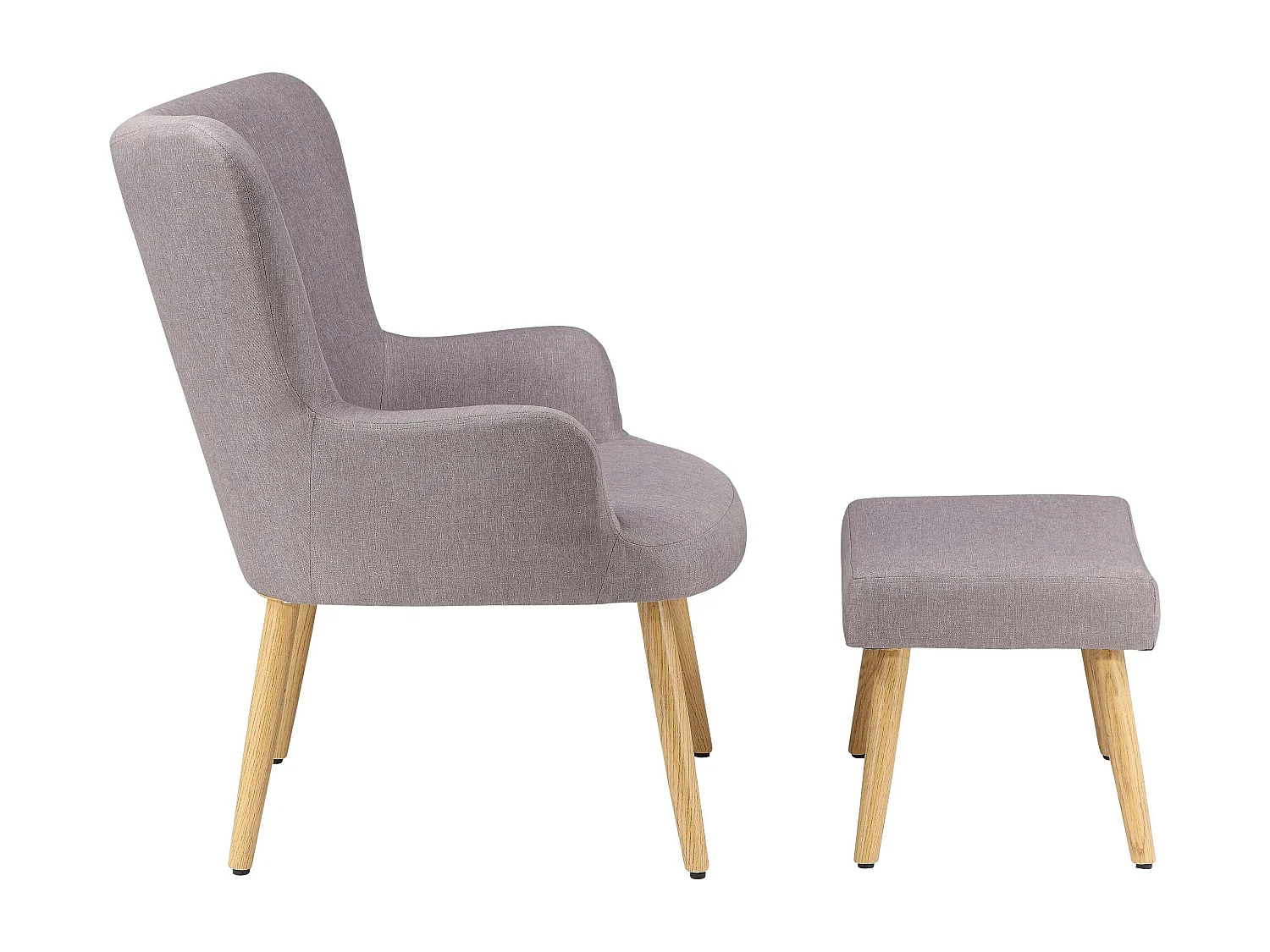 Coco | Chaise d'appoint rembourrée avec tabouret en microfibre gris