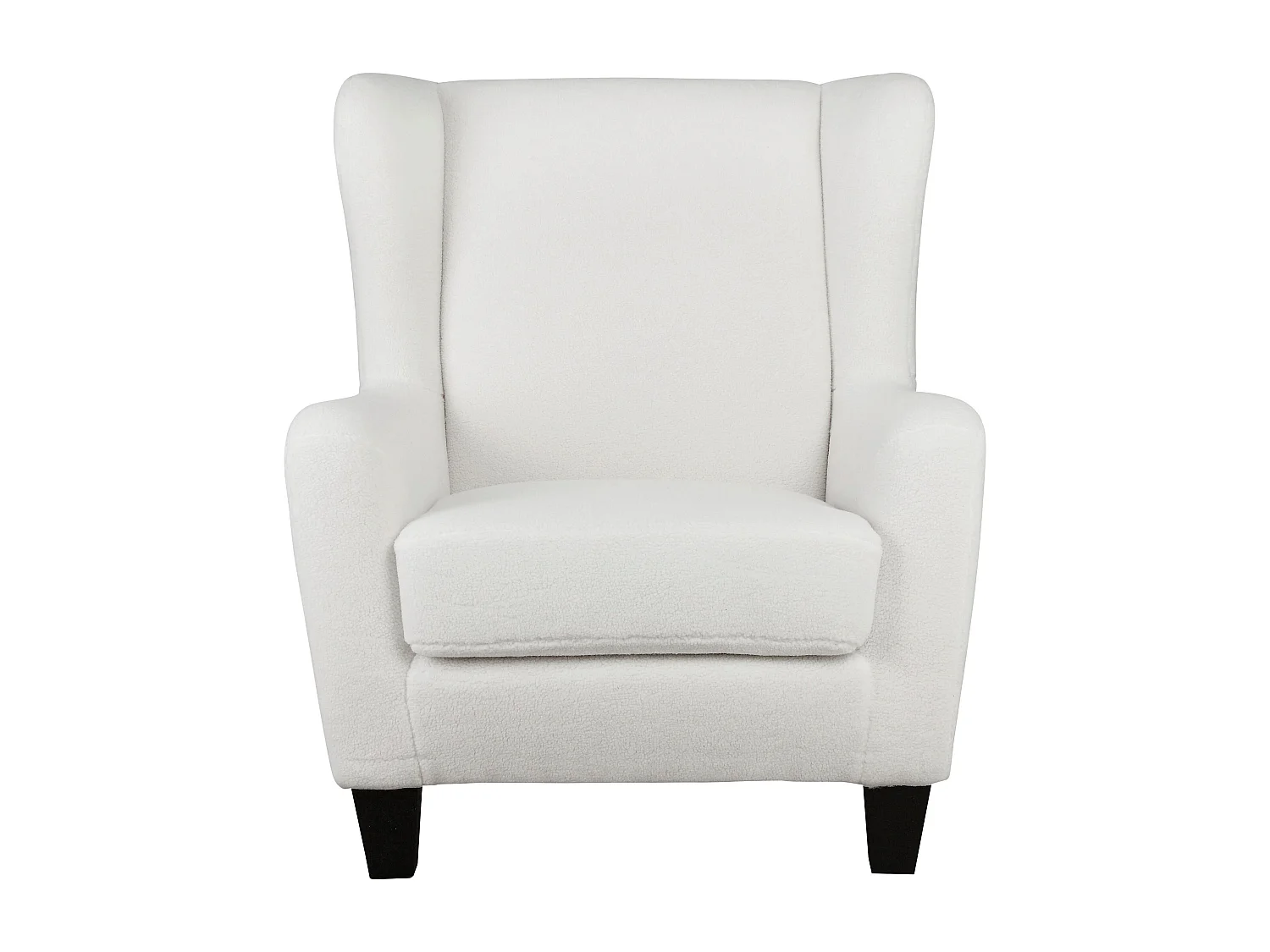 Silla decorativa tapizada con taburete en tela de peluche blanco hueso