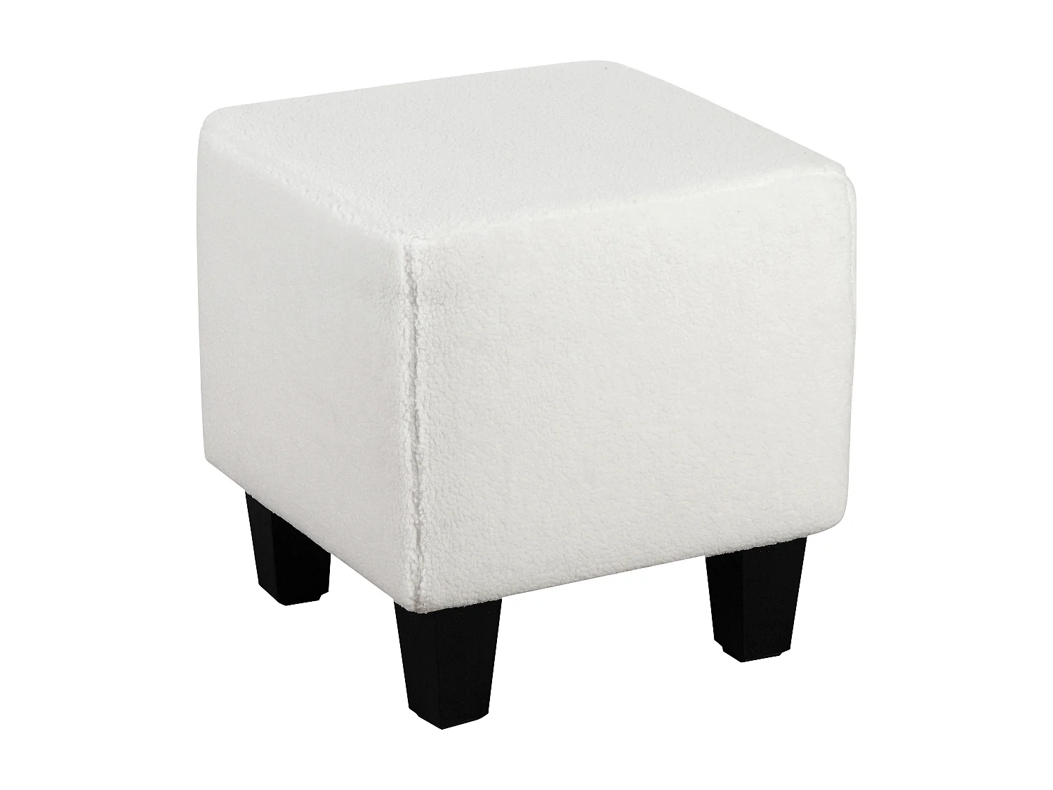 Silla decorativa tapizada con taburete en tela de peluche blanco hueso