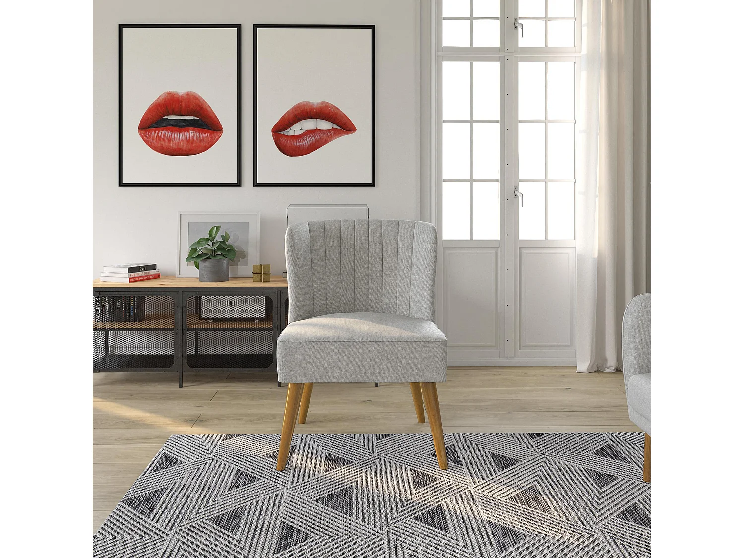 Brittany | Fauteuils en tissu gris clair