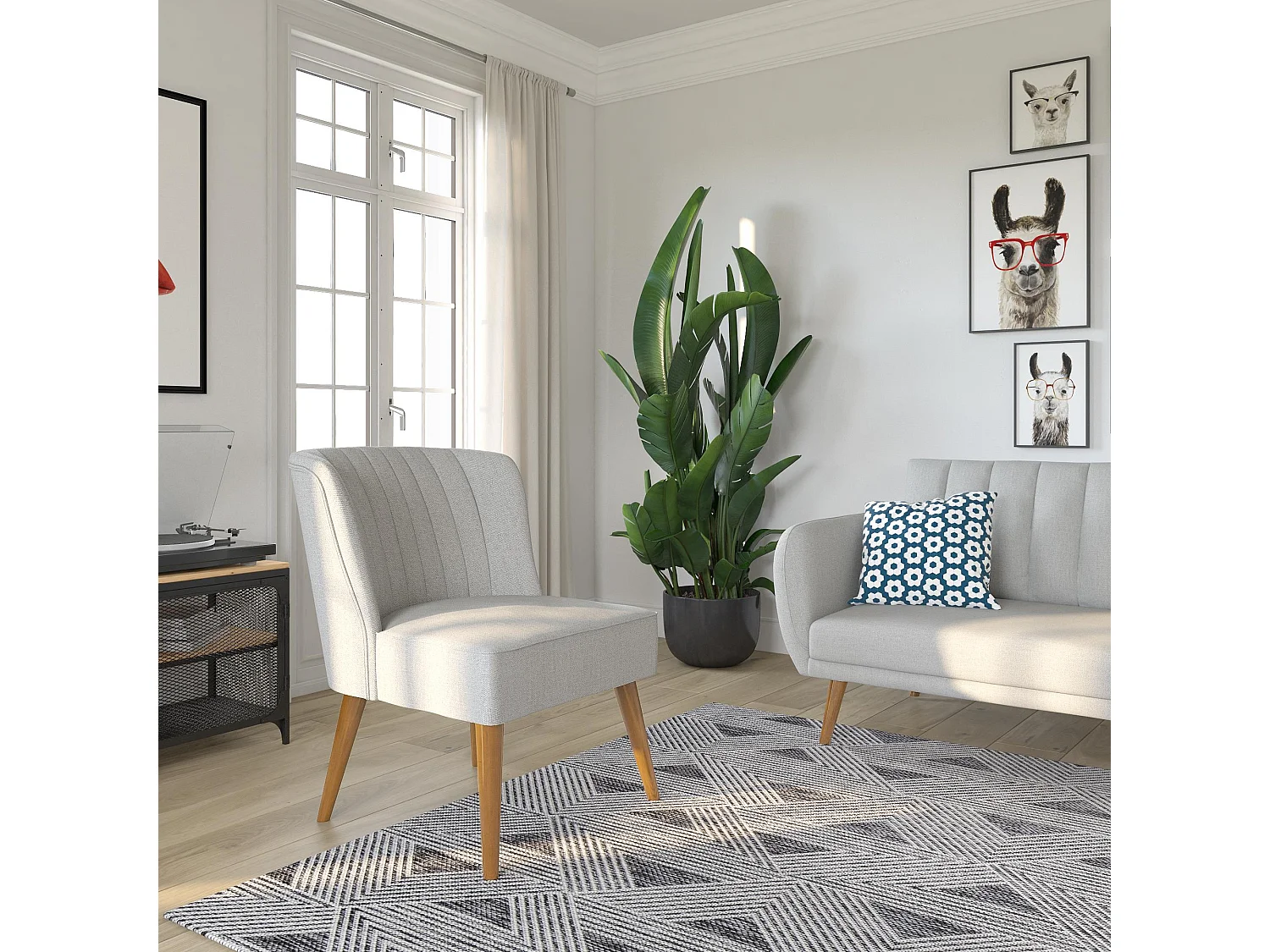 Brittany | Fauteuils en tissu gris clair