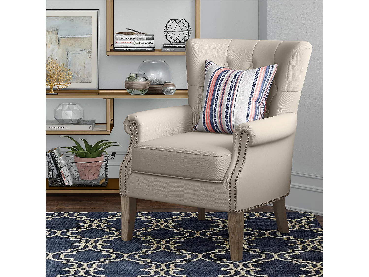 Dorel | Sillón tapizado en tela beige