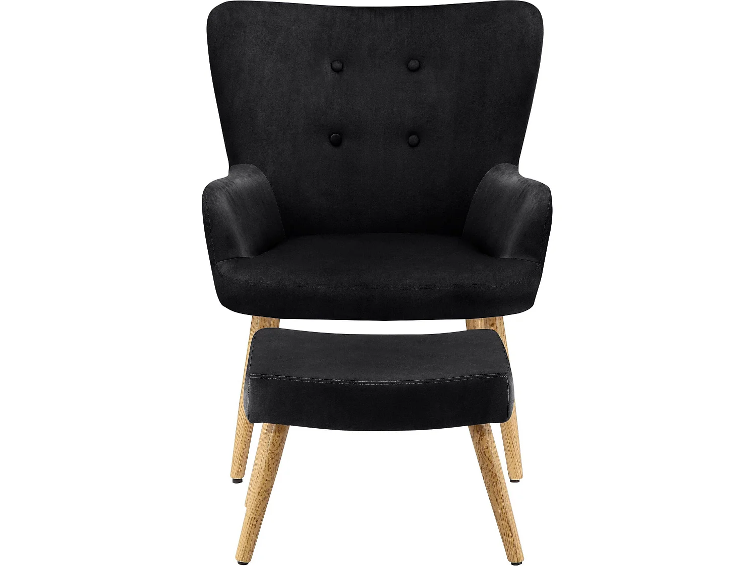 Coco | Fauteuils avec tabouret en velours noir