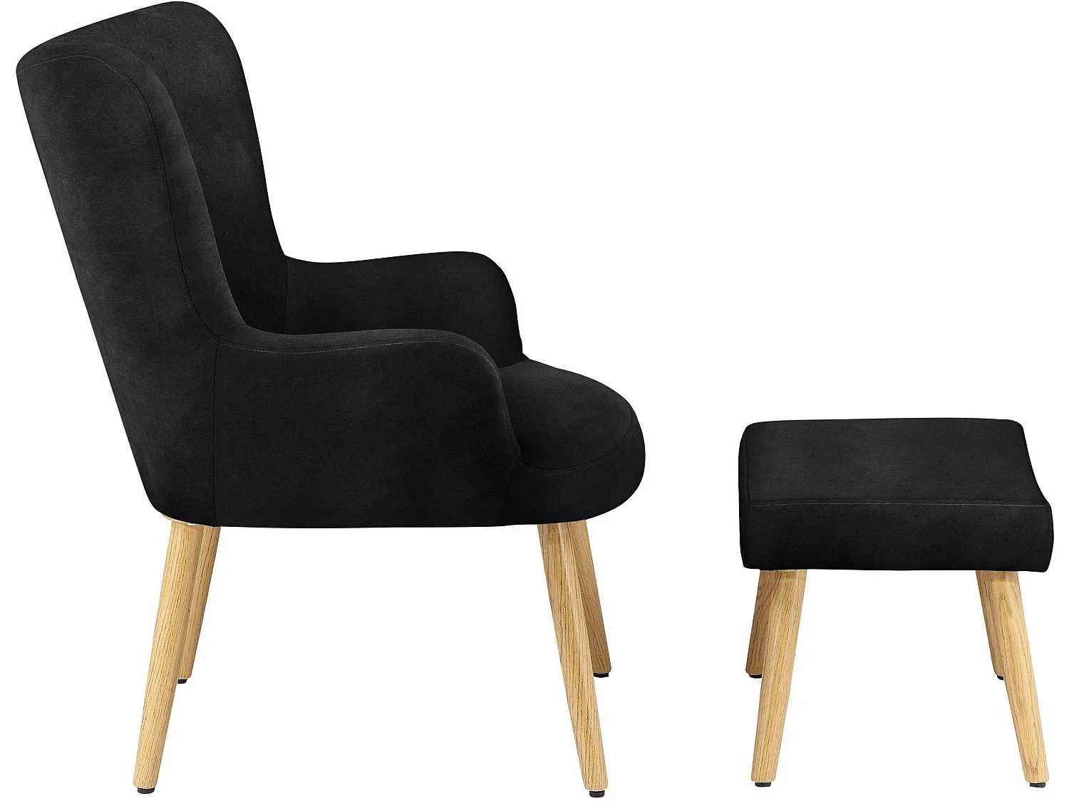 Coco | Fauteuils avec tabouret en velours noir