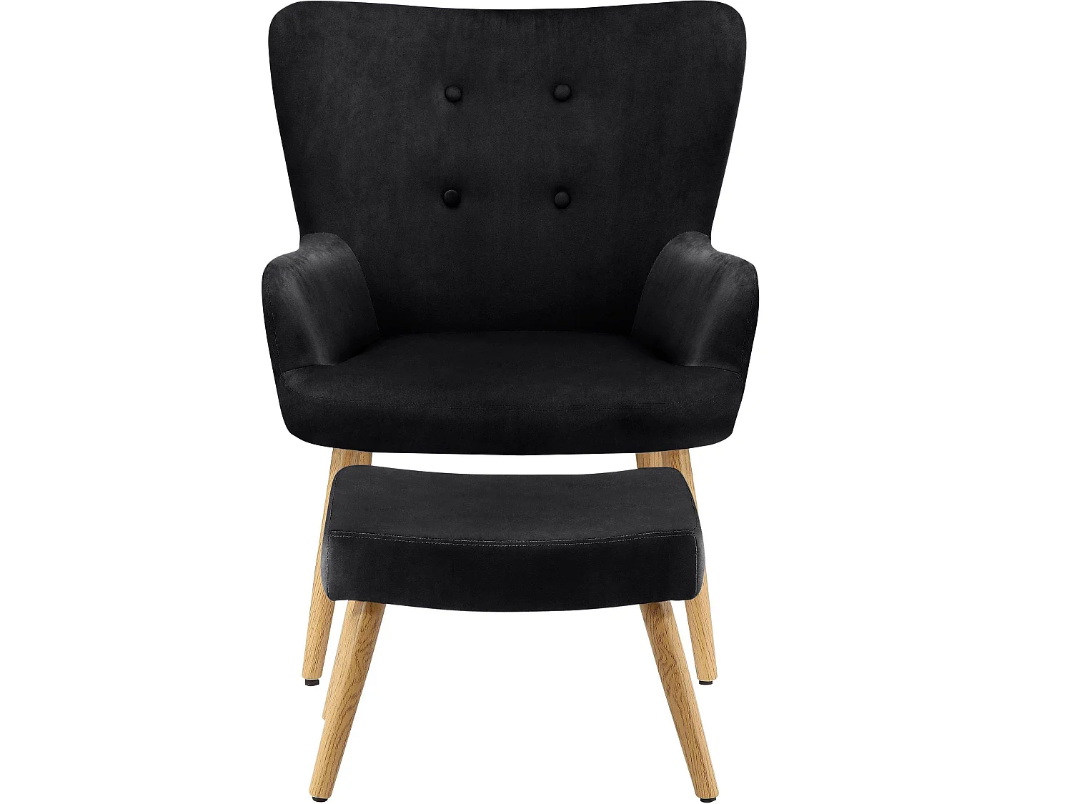 Coco | Fauteuils avec tabouret en velours noir