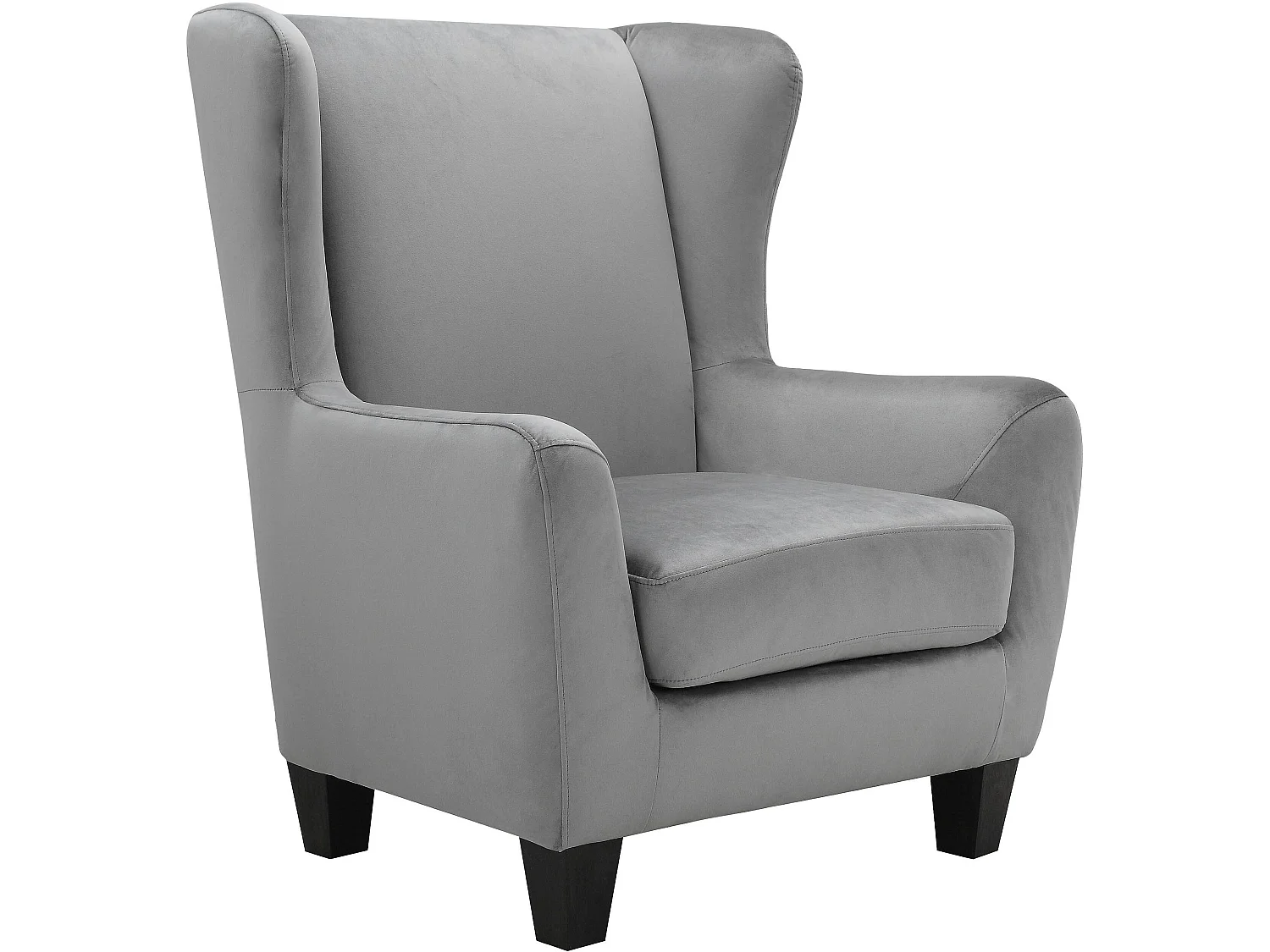 Gepolsterter Akzentstuhl mit Hocker aus Samt, grau