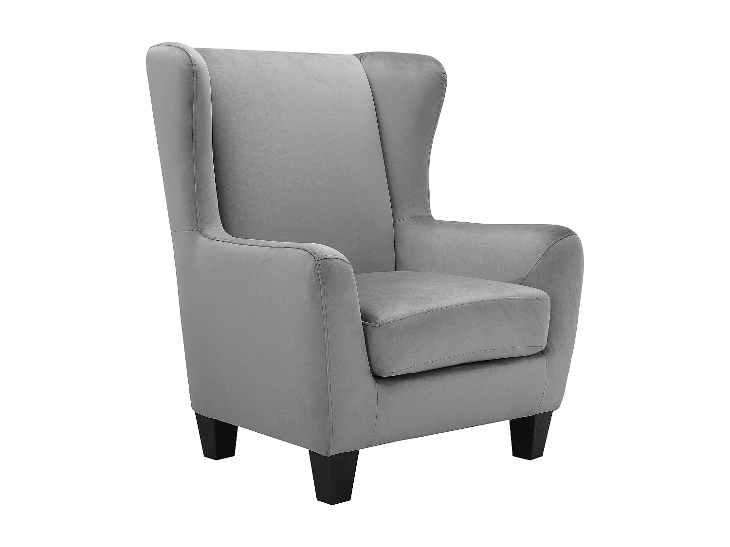 Gepolsterter Akzentstuhl mit Hocker aus Samt, grau