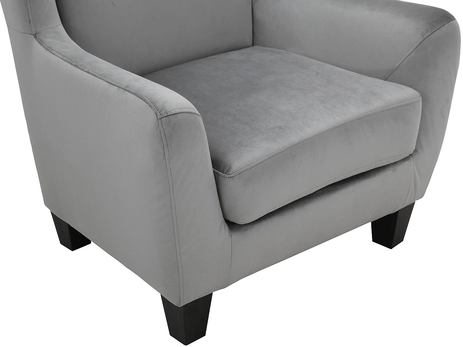 Gepolsterter Akzentstuhl mit Hocker aus Samt, grau