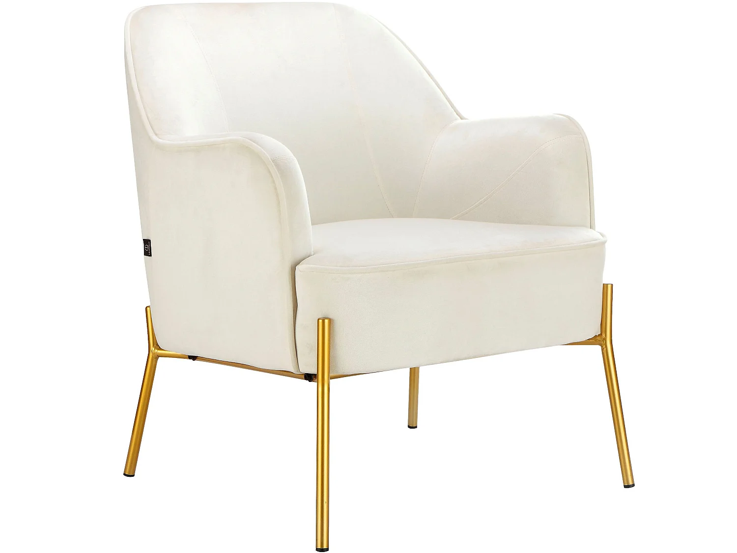 Cadeira decorativa estofada em veludo creme