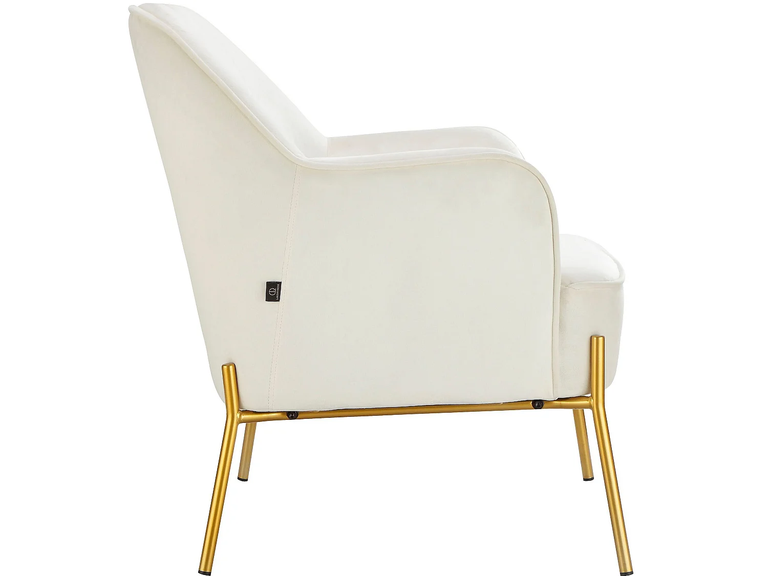 Cadeira decorativa estofada em veludo creme