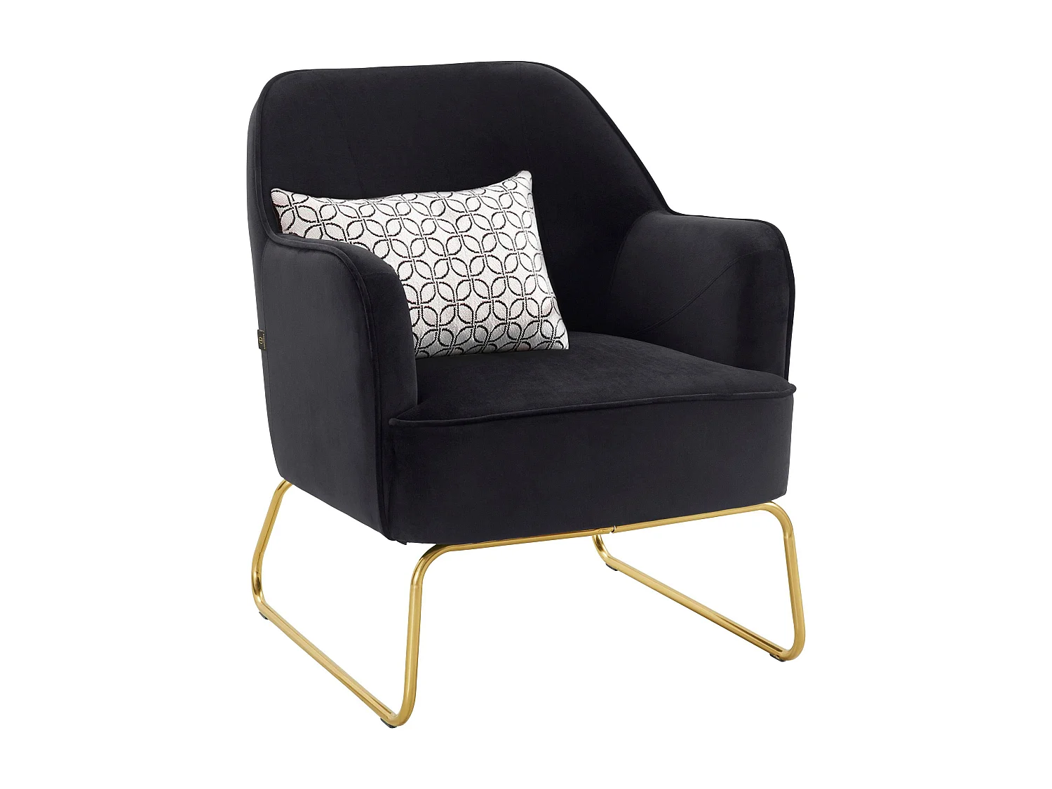 Gepolsterter Akzentstuhl aus Samt, schwarz
